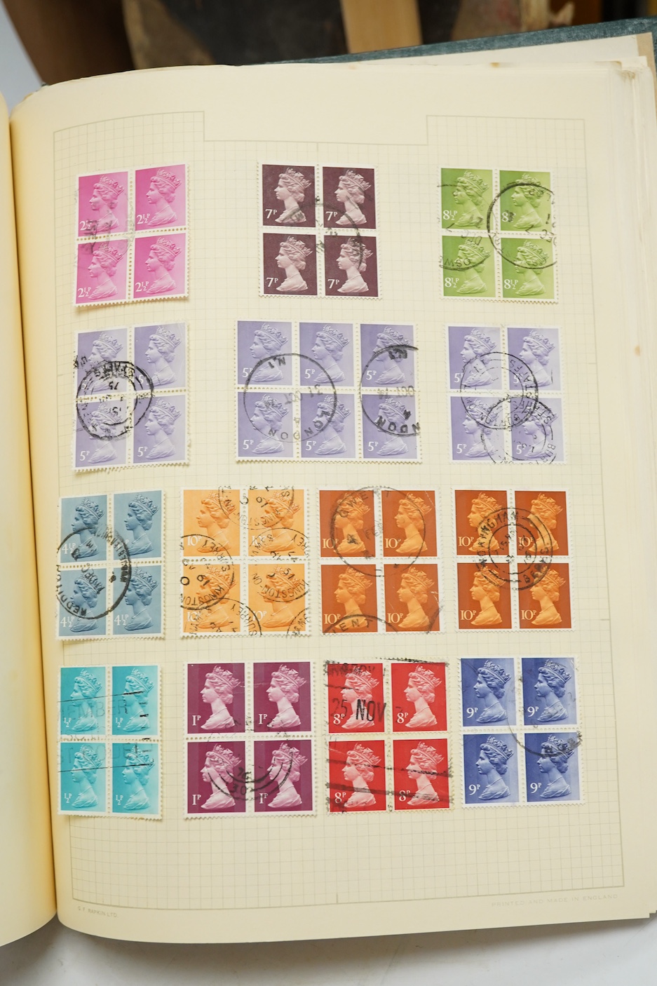 Three Edwardian and later stamp albums, The Grafton Stamp Album, containing a good selection of British stamps from 1841 to 1978, including Two Pence blue, 1840s/50s Penny Reds, Victoria Army Official, a substantial run